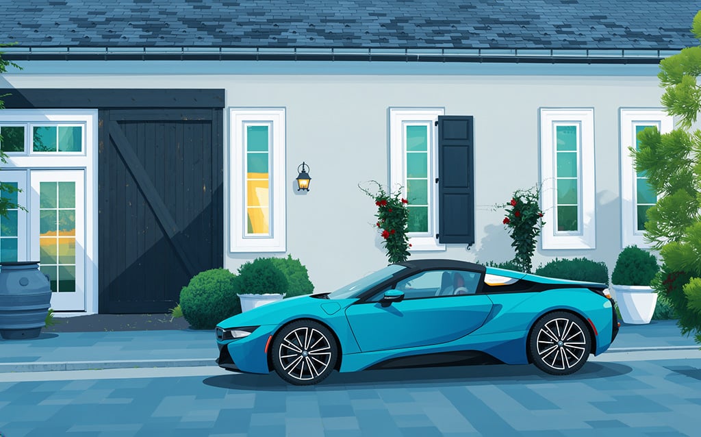 Fancy Car in front of house